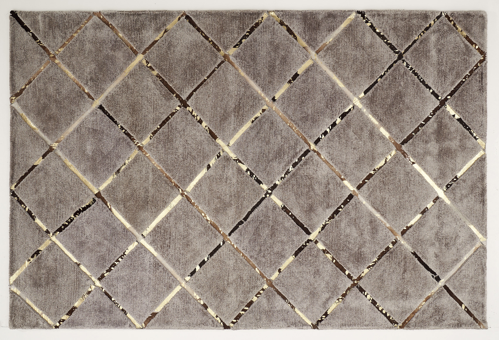Leder Viskose Teppich Boston 170 X 240 Cm Braun Gold Teppich